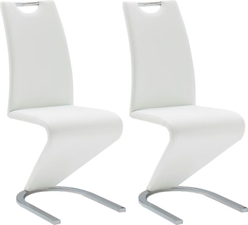 Białe krzesła na wsporniku Amado, sztuczna skóra - 6 sztuk