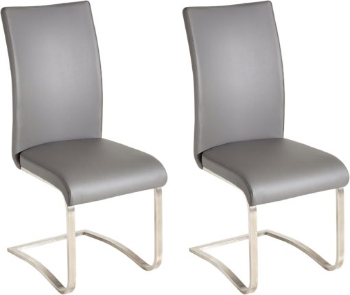 Szare krzesła na płozach, sztuczna skóra - 4 sztuki