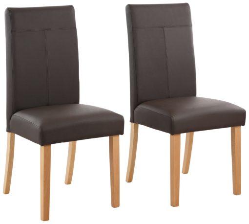 Krzesła tapicerowane sztuczną skórą, drewniana rama - brązowe
