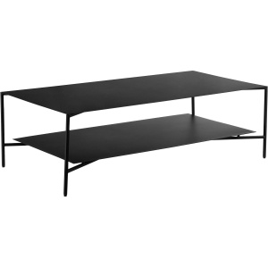 Czarny stolik z półką, styl nowoczesny, wykonany z metalu