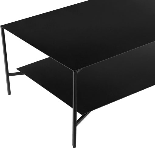 Czarny stolik z półką, styl nowoczesny, wykonany z metalu