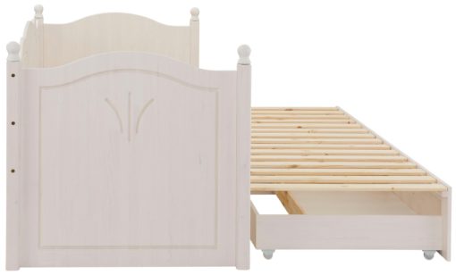 Białe sosnowe łóżko rozkładane z szufladami 90x200 cm