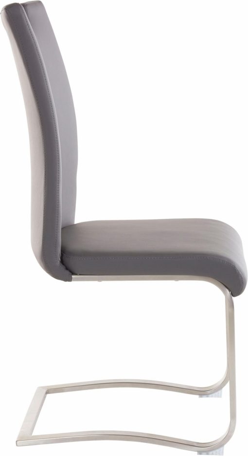 Szare krzesła na płozach, ze sztucznej skóry - 2 sztuki