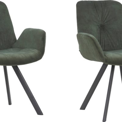 Zielone krzesła na metalowej ramie, nowoczesne - 2 sztuki