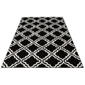 Dywan z graficznym wzorem czarno-biały, 90x250 cm