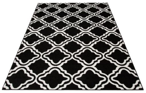Dywan z graficznym wzorem czarno-biały, 80x150cm