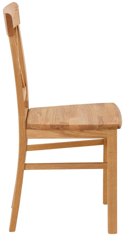 Dębowe krzesła z krzyżowym oparciem, rustykalne - 2 sztuki