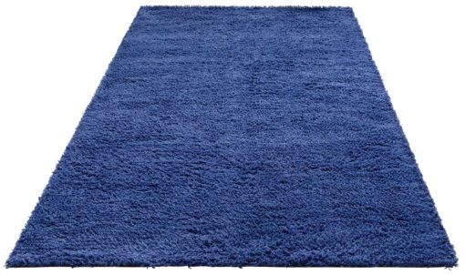 Wełniany, niebieski dywan z długim włosiem 70x140cm