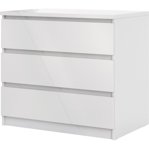 Biała komoda Naia 3 szuflady w połysku