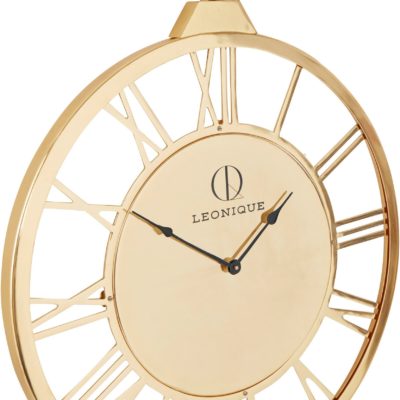 Złoty metalowy zegar ze stali nierdzewnej, 58 cm