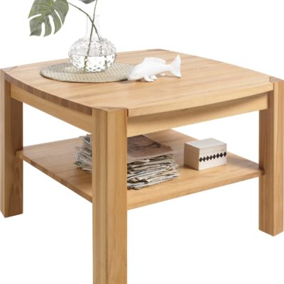 Elegancki stolik z drewna bukowego z półką