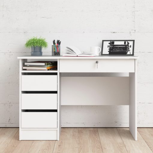 Białe biurko Plus z szufladami