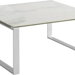 Stolik kawowy z metalową ramą i ceramicznym blatem