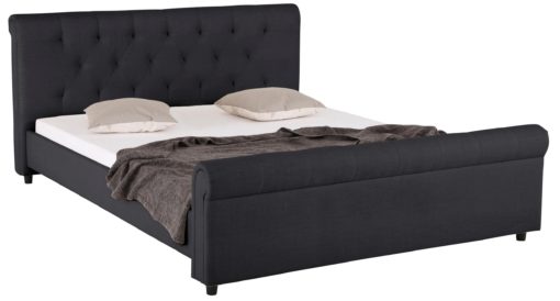 Eleganckie, tapicerowane łóżko 160x200 cm, czarne