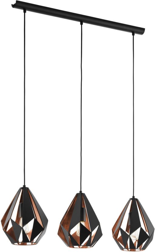 Modna lampa wisząca EGLO z diamentowymi czarnymi kloszami
