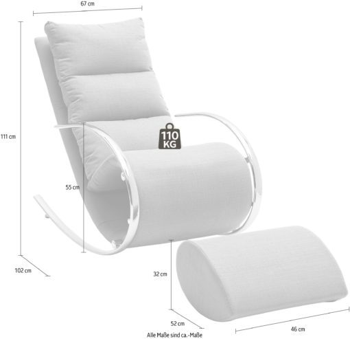 Fotel relaksacyjny z podnóżkiem, szary, bujany