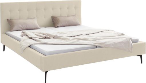 Szlachetne, tapicerowane łóżko, kremowe 180x200 cm