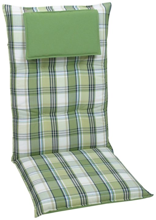 Poduszki na leżaki lub krzesła ogrodowe, zielona krata