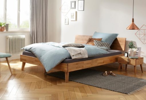 Łóżko z drewna dębowego klejonego 140x200 cm, nowoczesne