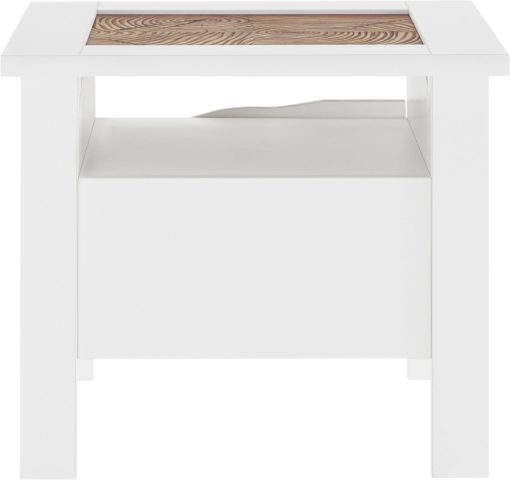 Zachwycający stolik z szufladą, ciekawy kształt