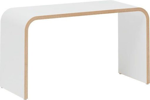 Minimalistyczna biała ławka o nowoczesnym designie