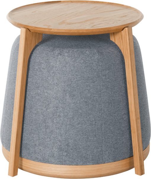 Dębowy stolik kawowy ze stołkiem w stylu skandynawskim