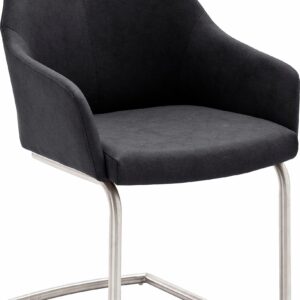 Eleganckie antracytowe krzesła, metalowy wspornik - 2 sztuki