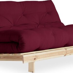 Nowoczesna kanapa z materacem futon 140 cm, bordowa