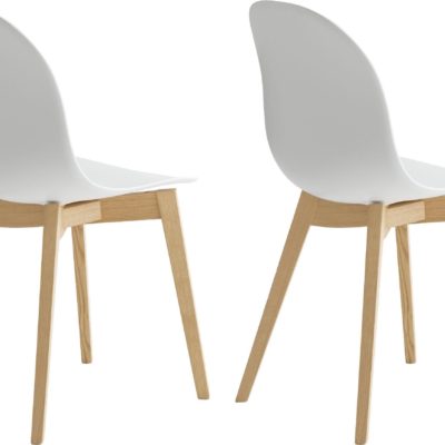 Krzesła białe na jesionowych nogach, włoski design - 2 sztuki