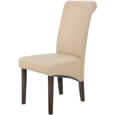 Beżowe krzesła z naturalnej skóry, nogi wenge - 2 sztuki