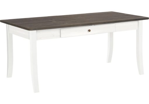 Drewniany rozkładany stół 140 cm biały z szarym blatem