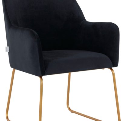Czarny fotel na metalowych nogach, w stylu retro