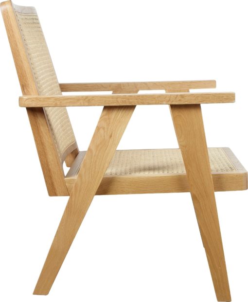 Drewniany fotel rattanowy z wstawkami z wikliny