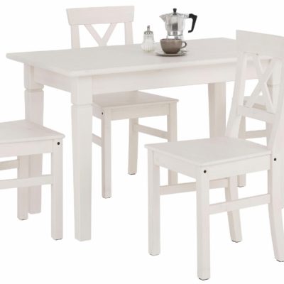 Zestaw stół i cztery krzesła z litej sosny, biały