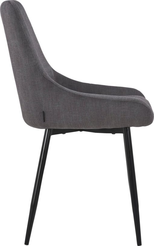 Szare krzesła, czarna metalowa rama - 2 sztuki