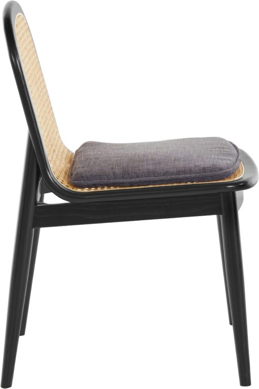 Czarne rattanowe krzesła, rama i nogi jesion - 2 sztuki