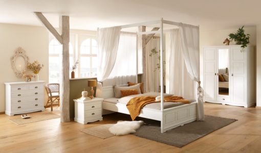 Białe sosnowe łóżko EVA 140x200 cm