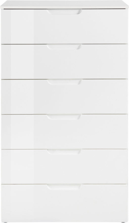 Komoda Forte z 6-ma szufladami, biała w połysku