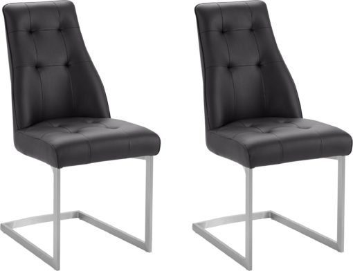 Czarne nowoczesne krzesła na płozach z pikowaniem - 2 sztuki