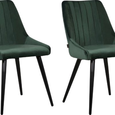 Tapicerowane krzesła w odcieniach ciemnej zieleni - 2 sztuki