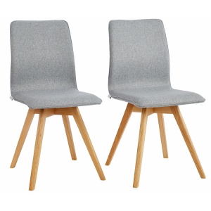 Szare krzesła, dębowe nogi krzyżak - 2 sztuki