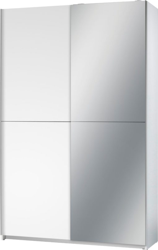 Dwudrzwiowa szafa z lustrem, biała drzwi przesuwne