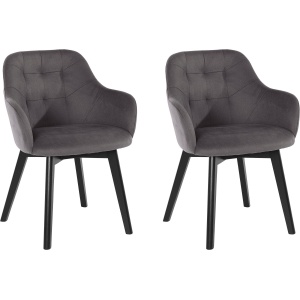 Antracytowe krzesła na dębowych nogach - 2 sztuki