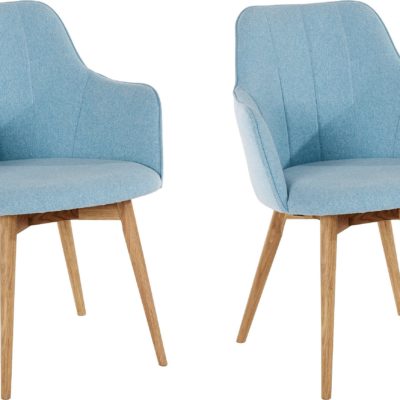 Błękitne krzesła na dębowych nogach - 2 sztuki
