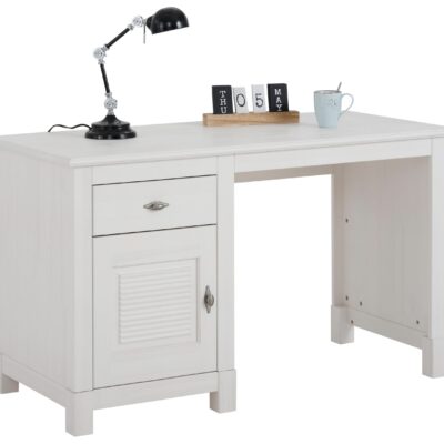 Sosnowe biurko z drobnym frezowaniem, kolor naturalny