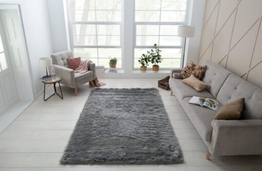 Szary dywan z długim włosiem 80x150 cm