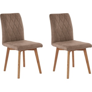 Szaro-brązowe krzesła na dębowych nogach - 2 sztuki