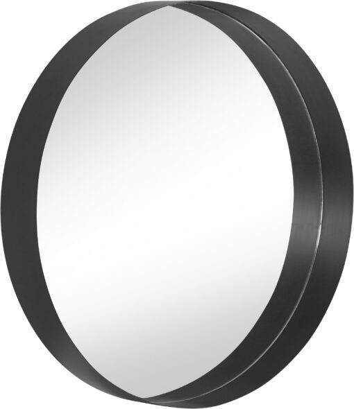 Okrągłe lustro ozdobne z czarną metalową ramą