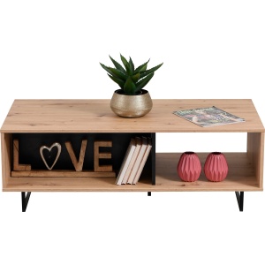 Stolik kawowy Sardinia kolor dąb/ czarny, 120x60,5 cm