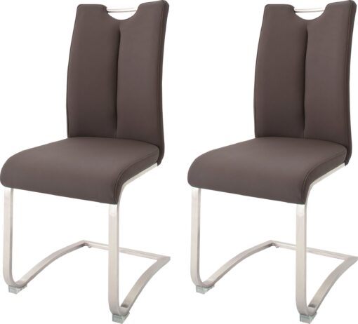 Fotele/krzesła bujane ze skóry, na płozach - 2 sztuki, brąz